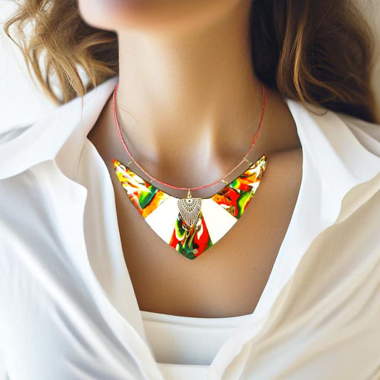 Biało-czerwony naszyjnik - chocker