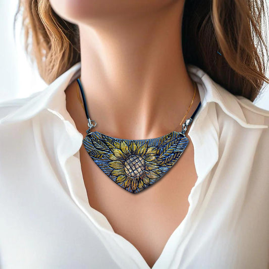 Naszyjnik choker ze słonecznikiem